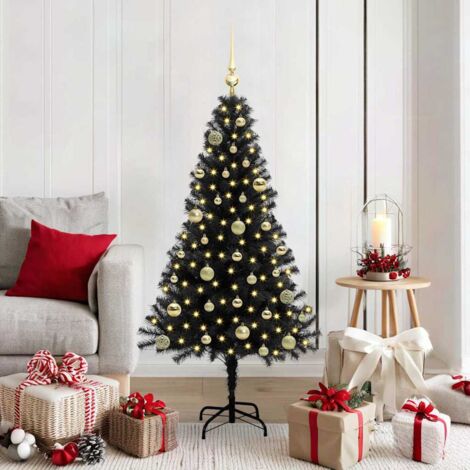 Árbol de Navidad con 150 LED con soporte Negro 150 cm PVC
