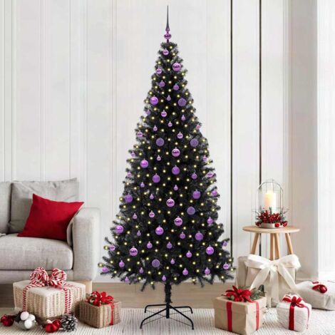 Árbol de Navidad con 300 LED con soporte Negro 210 cm PVC