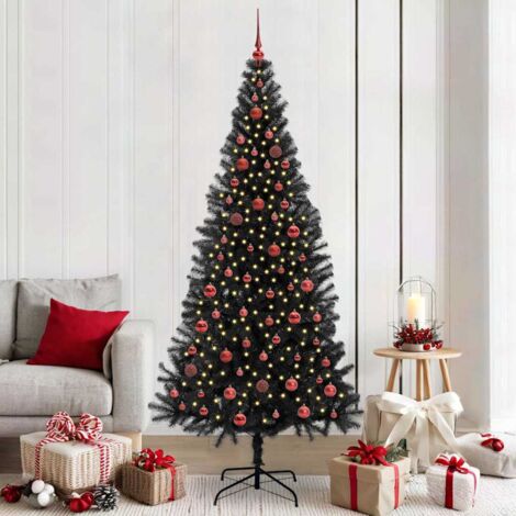 Árbol de Navidad con 300 LED con soporte Negro 210 cm PVC