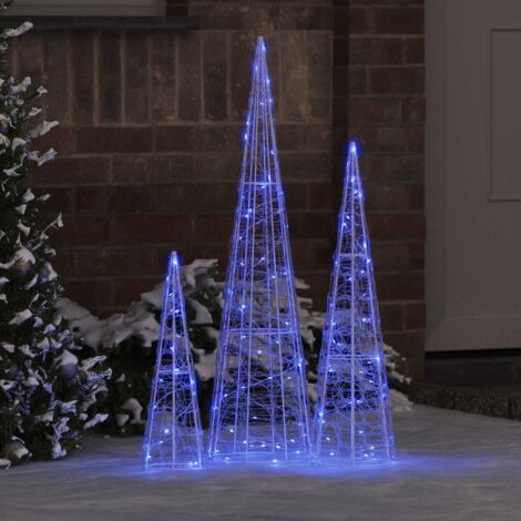 Árbol de Navidad con 90 LED 3 pcs Azul 20 x 20 x 80 cm Acrílico