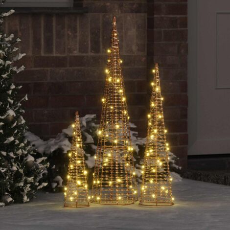 Árbol de Navidad con 90 LED 3 pcs cálido 20 x 20 x 80 cm PET