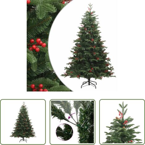 Árbol de Navidad con bisagras -  Árbol de Navidad artificial con piñas y bayas 240 cm