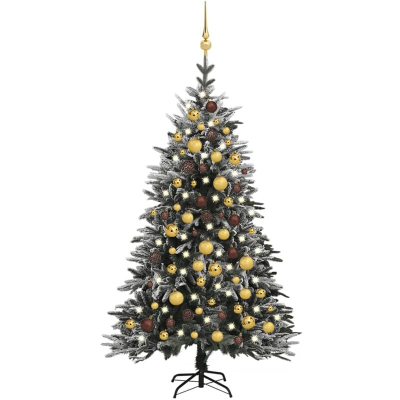 

Happyshopping - arbol de Navidad con LED bolas y nieve flocada 120 cm PVC y PE