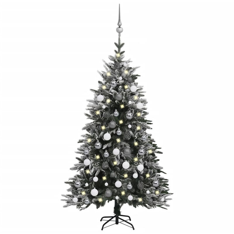 

Happyshopping - arbol de Navidad con LED bolas y nieve flocada 120 cm PVC y PE