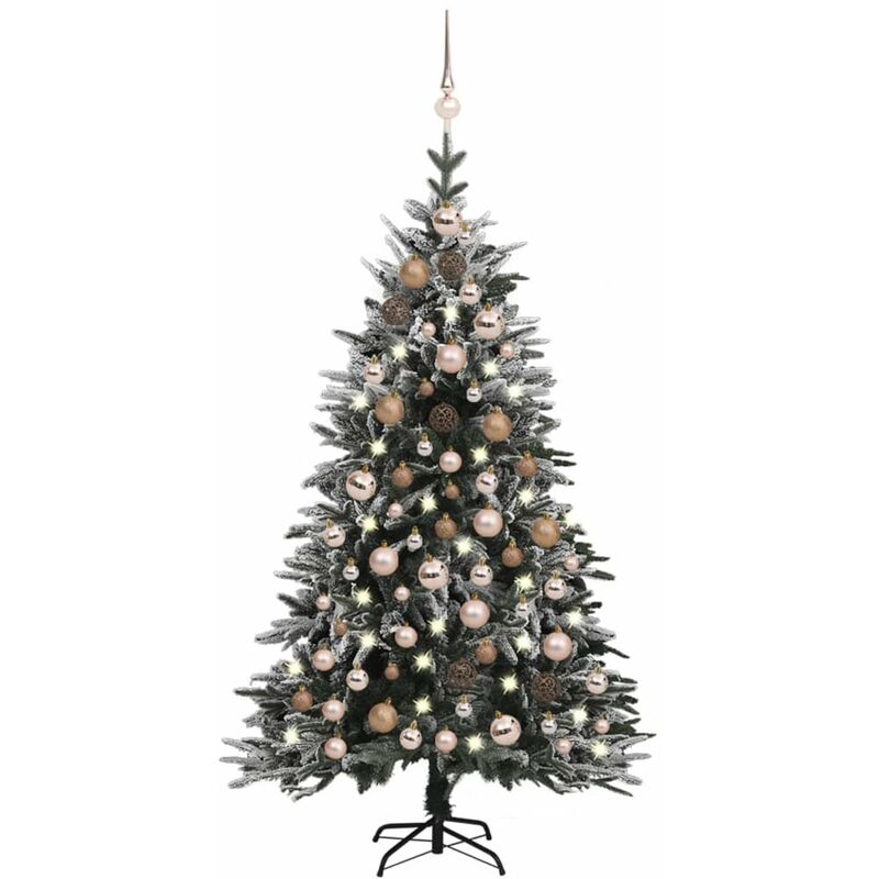 

Happyshopping - arbol de Navidad con LED bolas y nieve flocada 120 cm PVC y PE