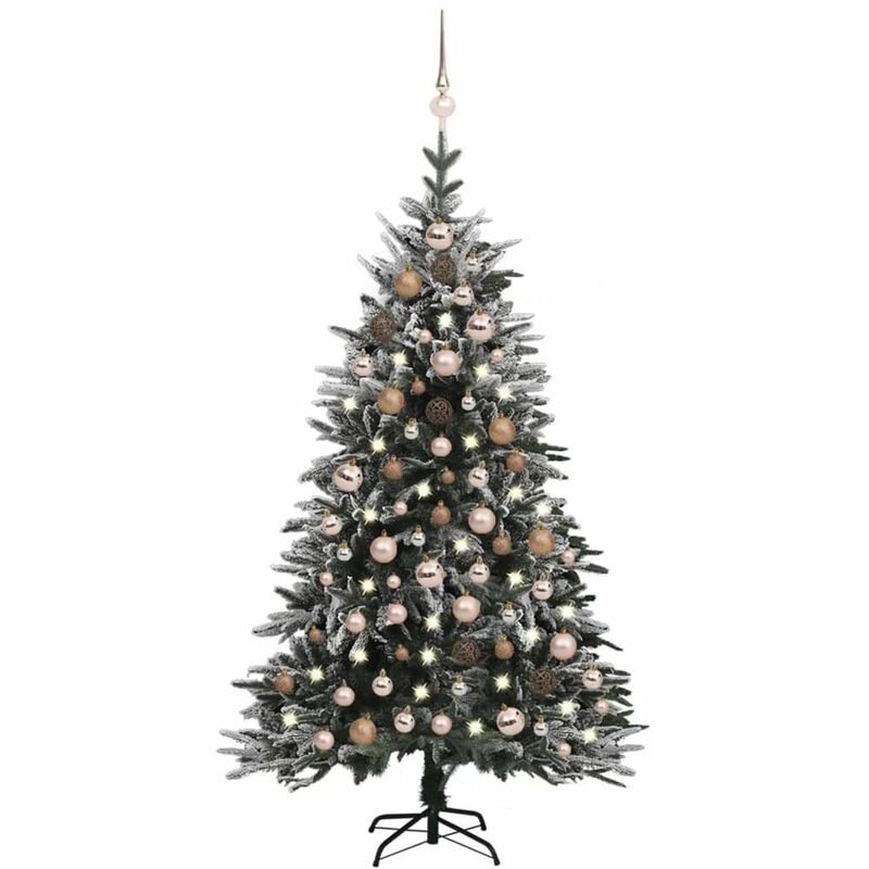 

Happyshopping - arbol de Navidad con LED bolas y nieve flocada 150 cm PVC y PE