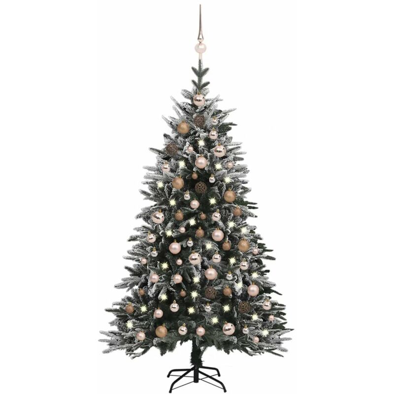 

arbol de Navidad con LED bolas y nieve flocada 180 cm PVC y PE