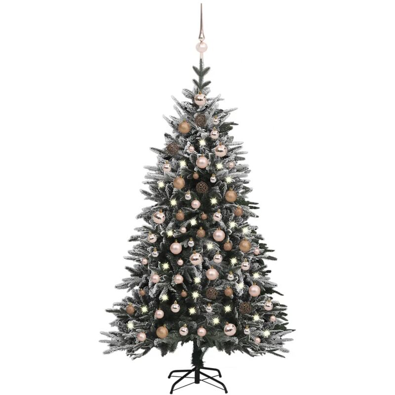 

Árbol de Navidad con LED bolas y nieve flocada 180 cm PVC y PE