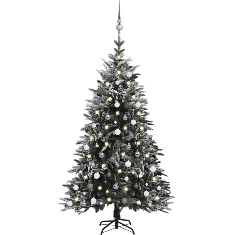 

Árbol de Navidad con LED bolas y nieve flocada 180 cm PVC y PE