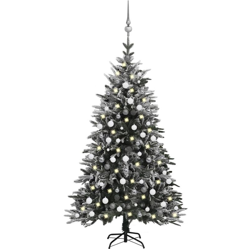 

Árbol de Navidad con LED bolas y nieve flocada 210 cm PVC y PE