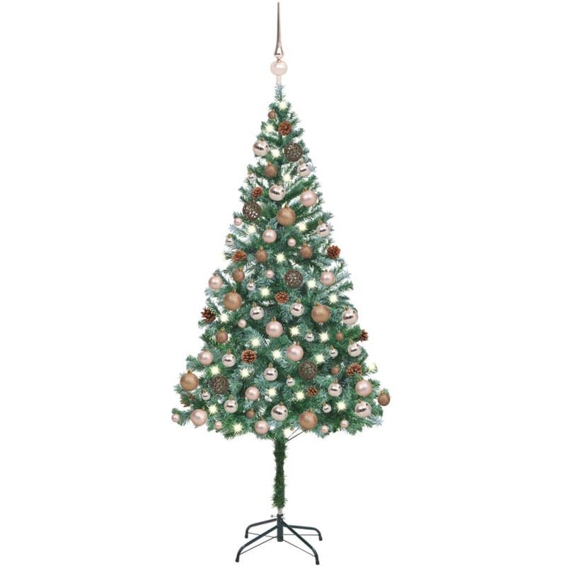 

Happyshopping - arbol de Navidad con LED, bolas y pinas 180 cm