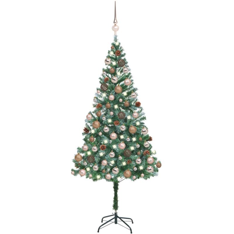 

Árbol de Navidad con LED, bolas y piñas 180 cm