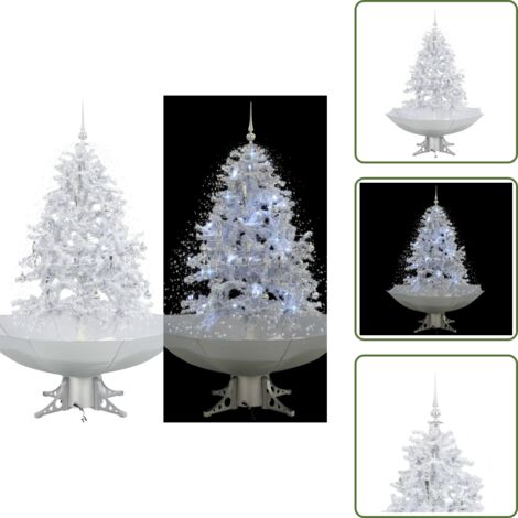 Árbol de Navidad con luces - vidaXL Árbol de Navidad con nieve con base en paraguas blanco 140 cm - Árbol de Navidad con adornos