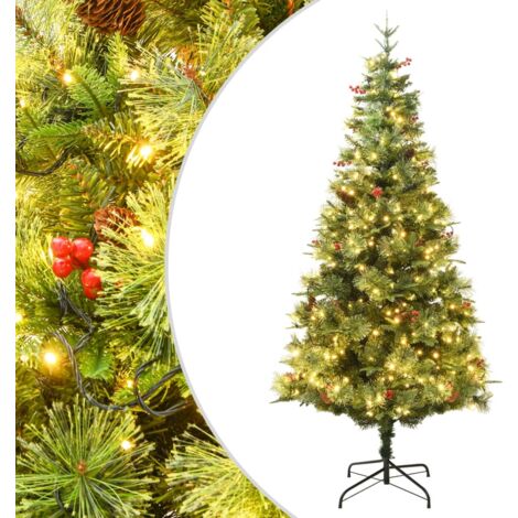 Árbol de Navidad con luces y piñas PVC PE verde 120 cm vidaXL