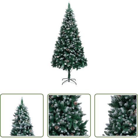 Árbol de Navidad con nieve -  Árbol de Navidad artificial con piñas y nieve blanca 210 cm