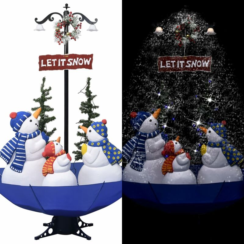 

Árbol de Navidad con nieve con base de paraguas PVC azul 170 cm