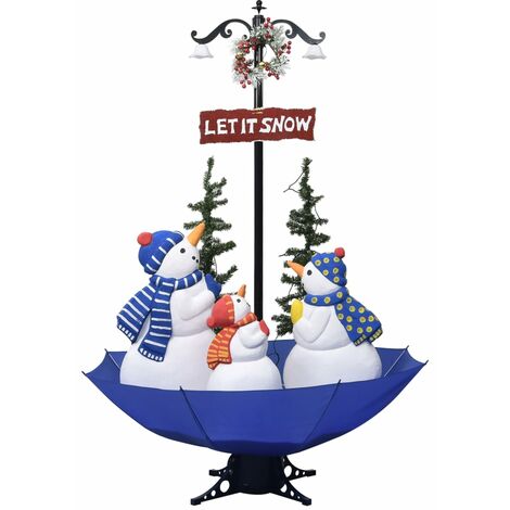 Árbol de Navidad con nieve con base de paraguas PVC azul 170 cm