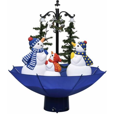Árbol de Navidad con nieve con base de paraguas PVC azul 75 cm