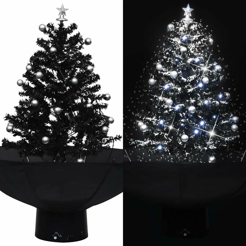 

arbol de Navidad con nieve con base de paraguas PVC negro 75 cm