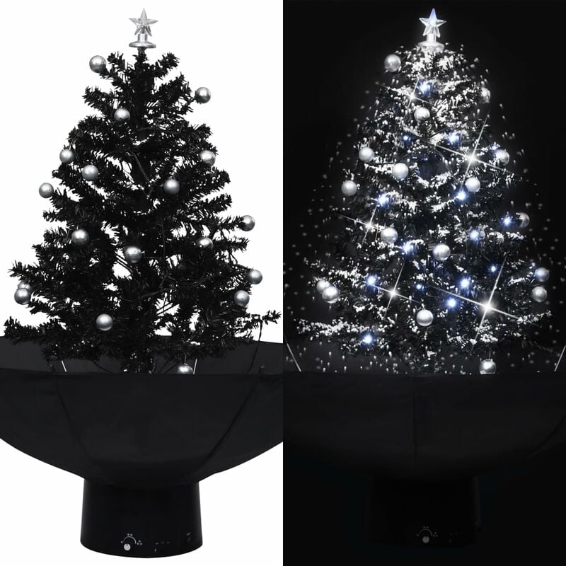 

Árbol de Navidad con nieve con base de paraguas PVC negro 75 cm