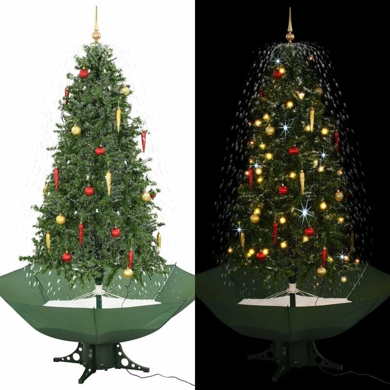 

arbol de Navidad con nieve con base en paraguas verde 190 cm