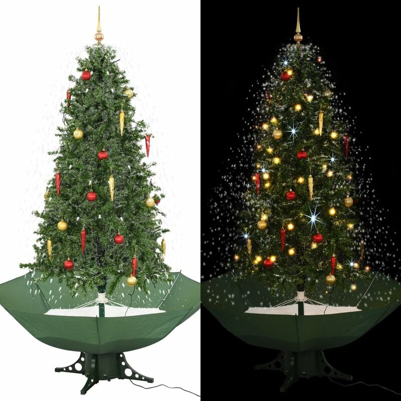

Árbol de Navidad con nieve con base en paraguas verde 190 cm