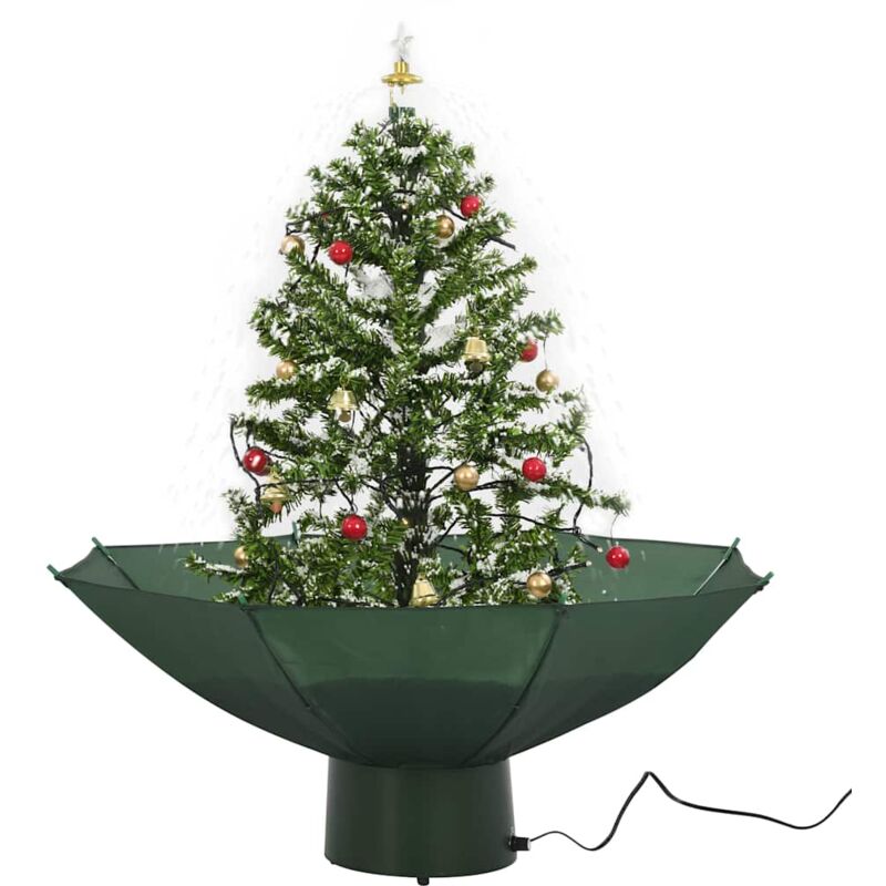 

Árbol de Navidad con nieve con base en paraguas verde 75 cm - Verde - Vidaxl