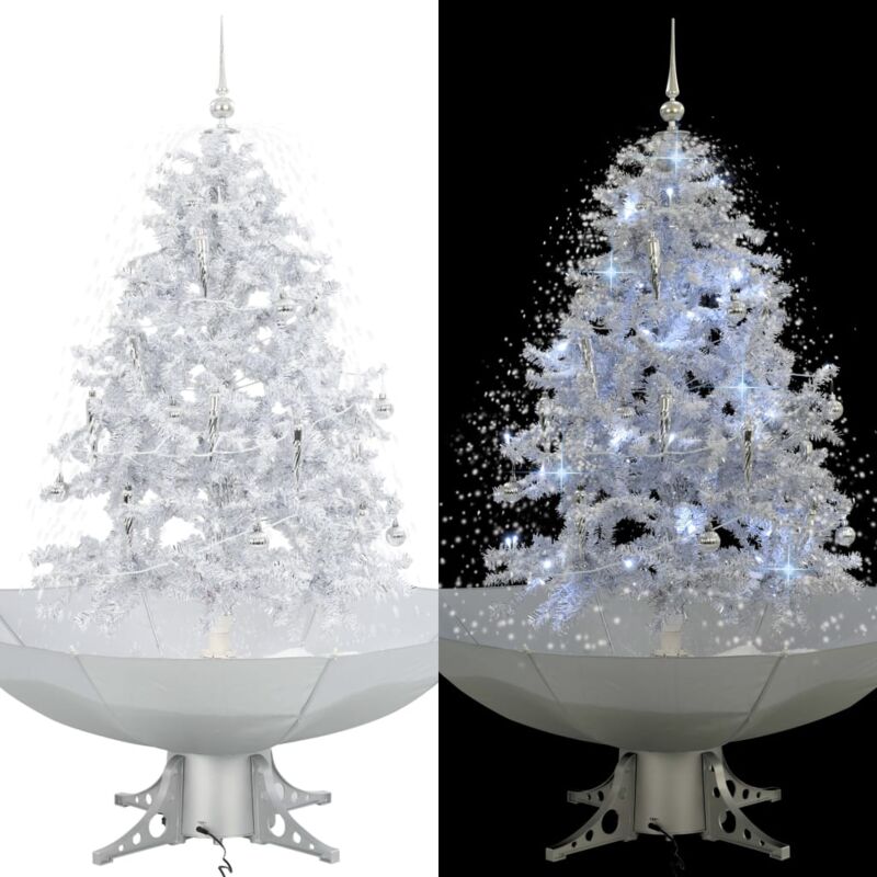 

vidaXL Árbol de Navidad con nieve con base en paraguas blanco 140 cm - Blanco