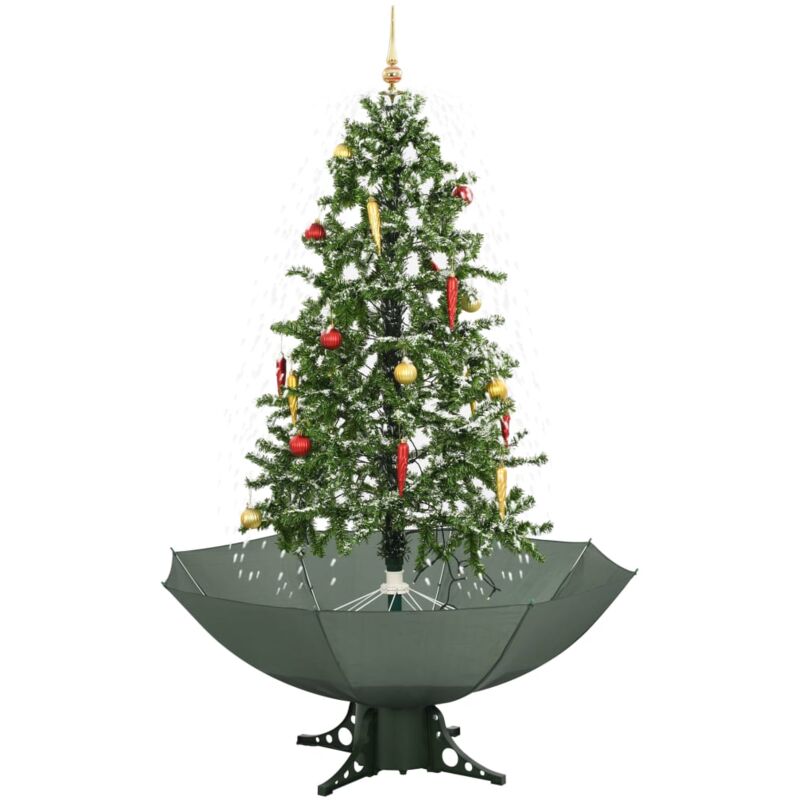 

Árbol de Navidad con nieve con base en paraguas verde 170 cm - Verde - Vidaxl