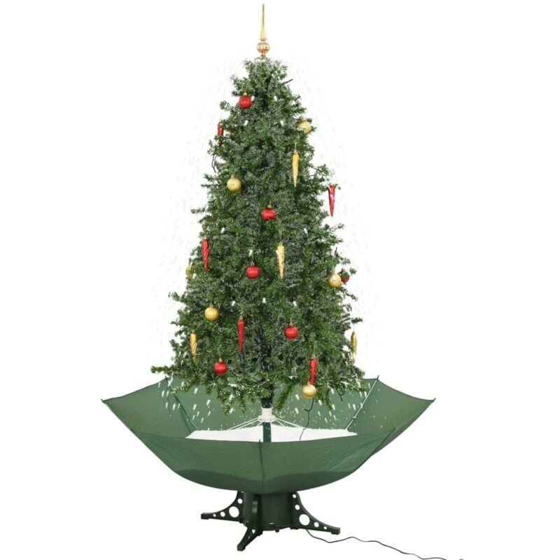 

Árbol de Navidad con nieve con base en paraguas verde 190 cm - Verde - Vidaxl