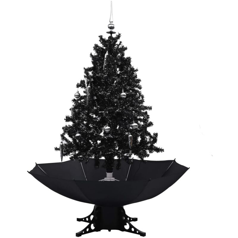 

Árbol de Navidad con nieve y base de paraguas PVC negro 140cm - Negro - Vidaxl