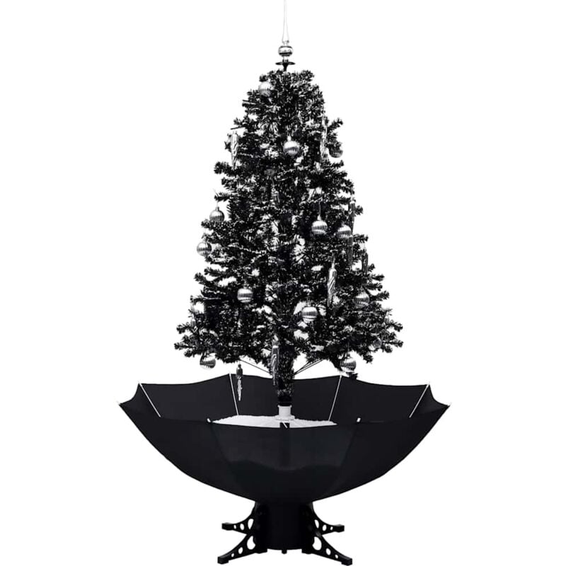 

Árbol de Navidad con nieve y base de paraguas PVC negro 170 cm - Negro - Vidaxl