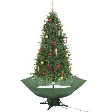 Árbol de Navidad con nieve con base en paraguas verde 190 cm