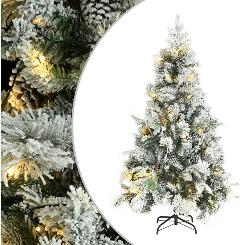 

Árbol de Navidad con nieve flocada LED conos PVC y PE 195 cm