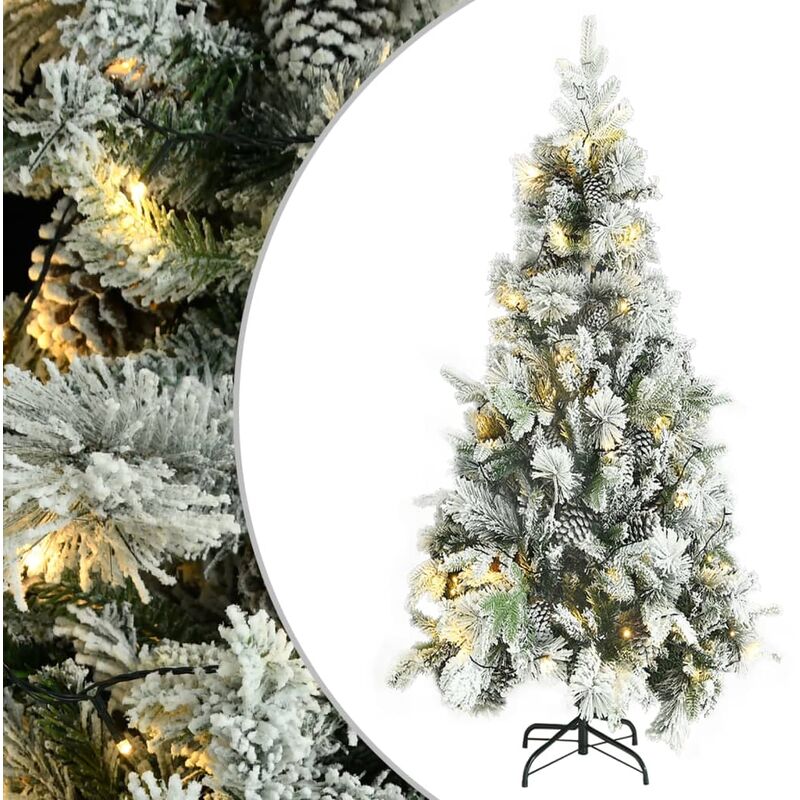 

Árbol de Navidad con nieve flocada LED conos PVC y PE 225 cm