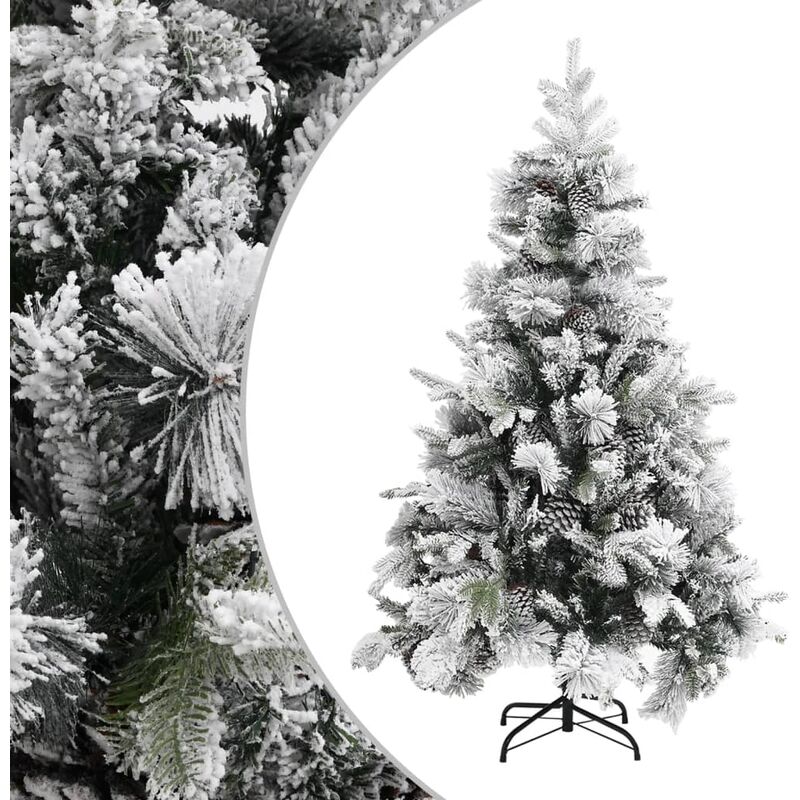 

Árbol de Navidad con nieve flocada y conos 120 cm PVC y PE