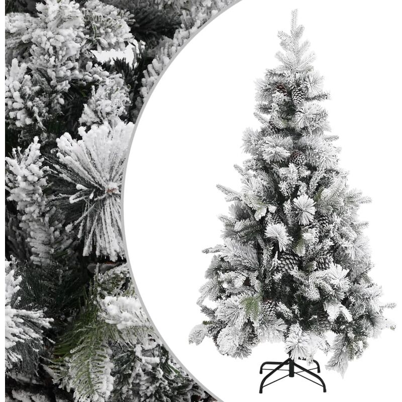

Árbol de Navidad con nieve flocada y piñas PVC y PE 225 cm