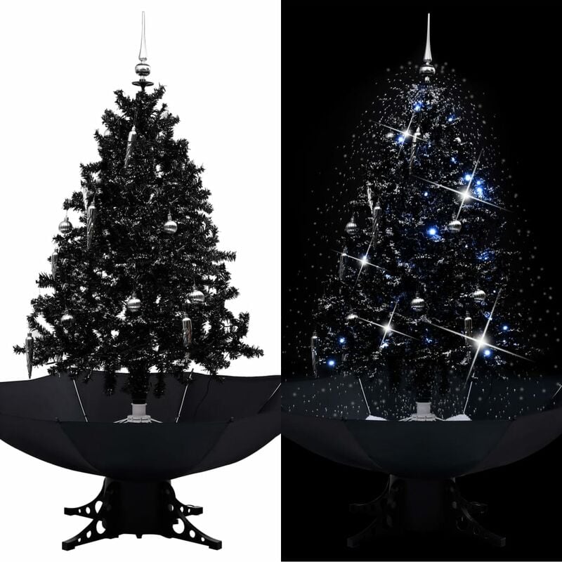 

Árbol de Navidad con nieve y base de paraguas PVC negro 140cm