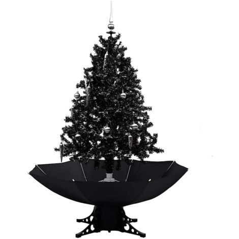 Árbol de Navidad con nieve y base de paraguas PVC negro 140cm