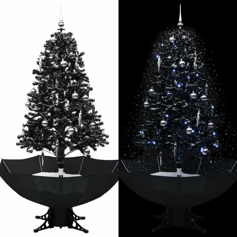 

Happyshopping - arbol de Navidad con nieve y base de paraguas PVC negro 170 cm