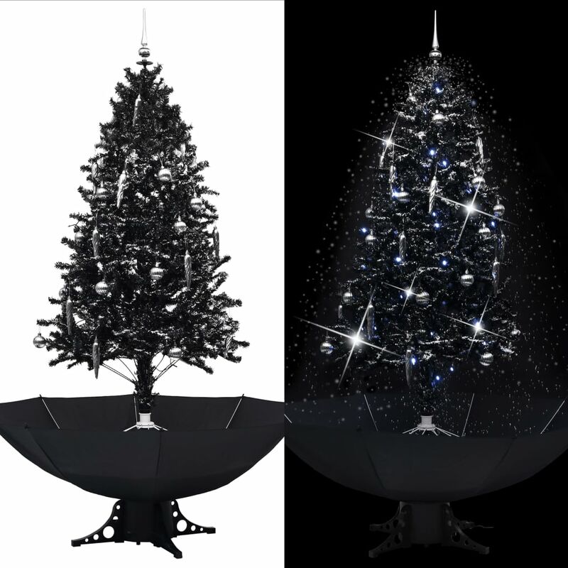 

Árbol de Navidad con nieve y base de paraguas PVC negro 190 cm