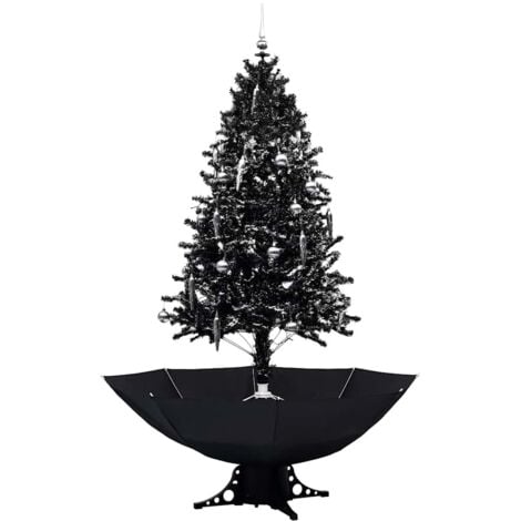 Árbol de Navidad con nieve y base de paraguas PVC negro 190 cm
