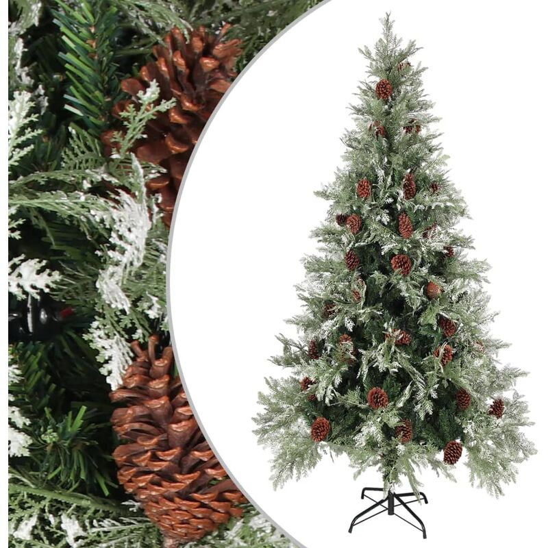 

Árbol de Navidad con piñas verde y blanco PVC y PE 225 cm