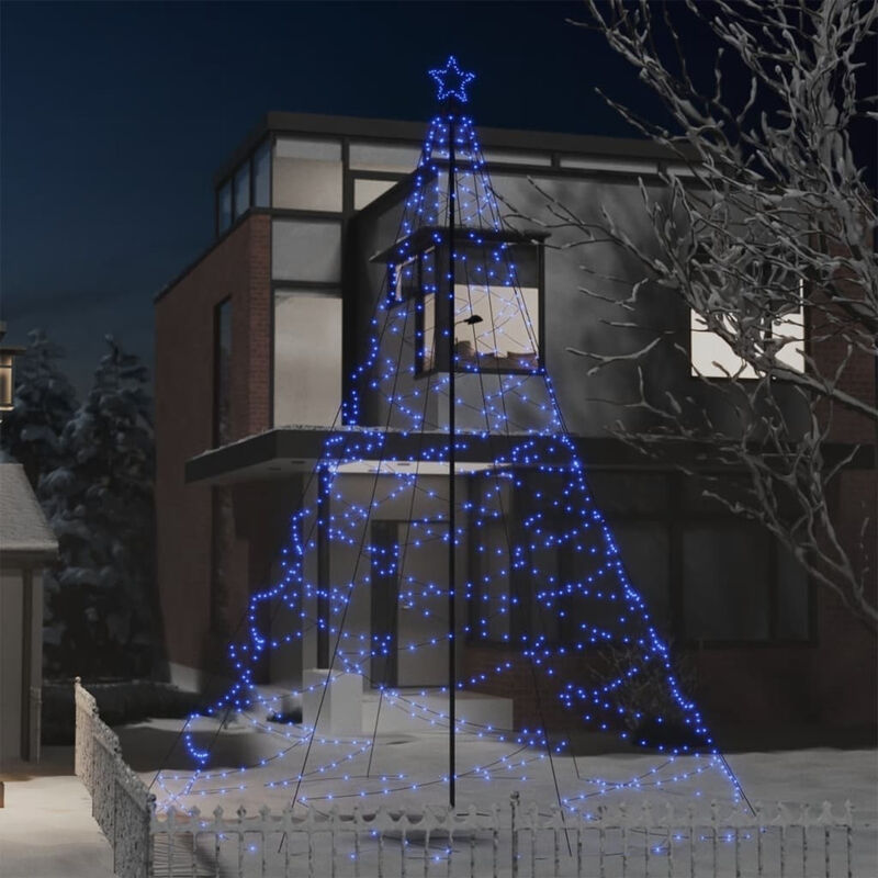 

Happyshopping - arbol de Navidad con poste de metal 1400 LEDs azul 5 m