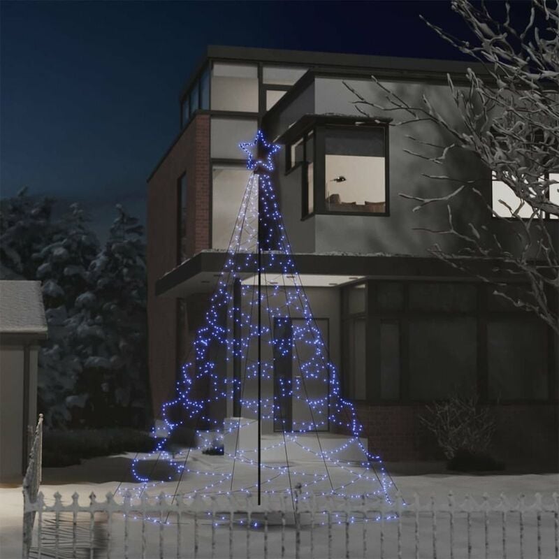 

Happyshopping - arbol de Navidad con poste de metal 500 LEDs azul 3 m