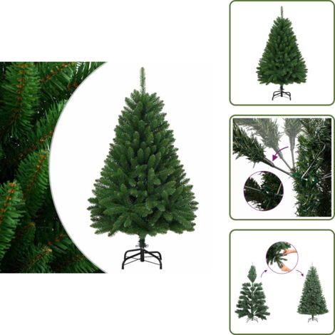 Árbol de Navidad con puntas de PVC - vidaXL Árbol de Navidad artificial con bisagras y soporte verde 120 cm - Árbol de Navidad con soporte metálico