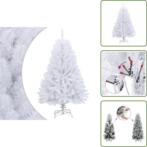 Árbol de Navidad con soporte - vidaXL Árbol de Navidad artificial con bisagras y soporte blanco 120cm - Árbol de Navidad con puntas de PVC