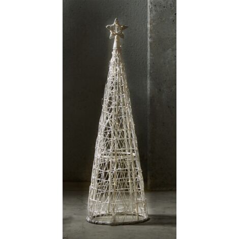 Arbol De Navidad Conico Blanco C/Led A Pilas 128 Cms. 39Dx128 Cms