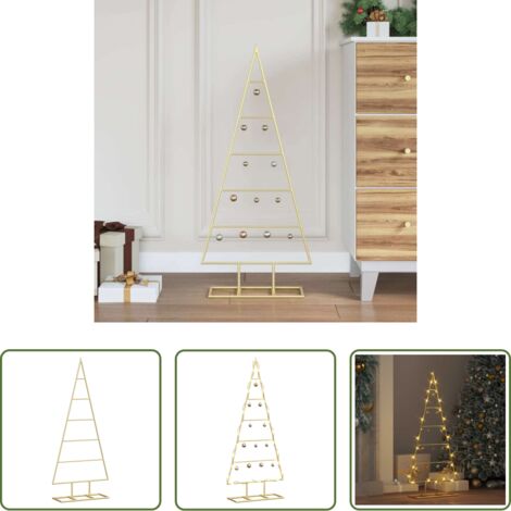 Árbol de Navidad de Acero -  Árbol de Navidad de metal con soporte Dorado 90 cm