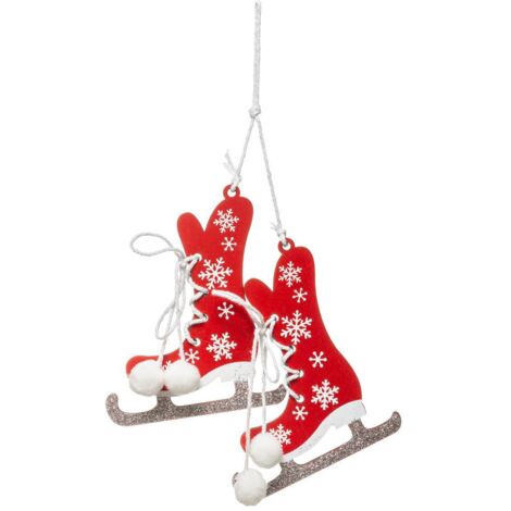 Árbol de Navidad de madera Patín Rojo Plata 10 cm - Feeric lights & christmas